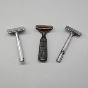 Lot Of 3 Vintage Gem Safety Razors G-Bar Micromatic & Junior